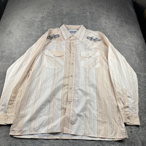 DesireCollection Other - Desire Collection Long Sleeve Dress Shirt Mens Large Orange White Stripes